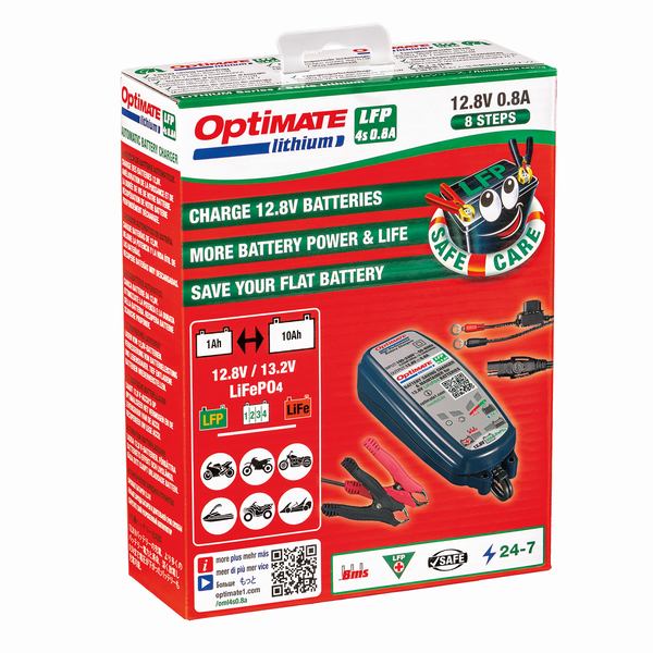 TECMATE BATTERY CHARGER OPTIMATE LITHIUM LFP 4S 0.8A