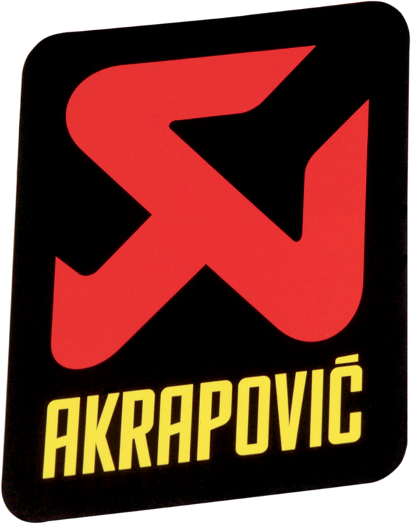 AKRAPOVIC brand replacement stickers  Brand AKRAPOVIC Vendor part number P-VST2AL Base Color Black, Red, Yellow Color/Finish Black, Red, Yellow Height 75 mm (2-61/64") Product Name Sticker Type Replacement Units Each Width 70 mm (2-3/4")