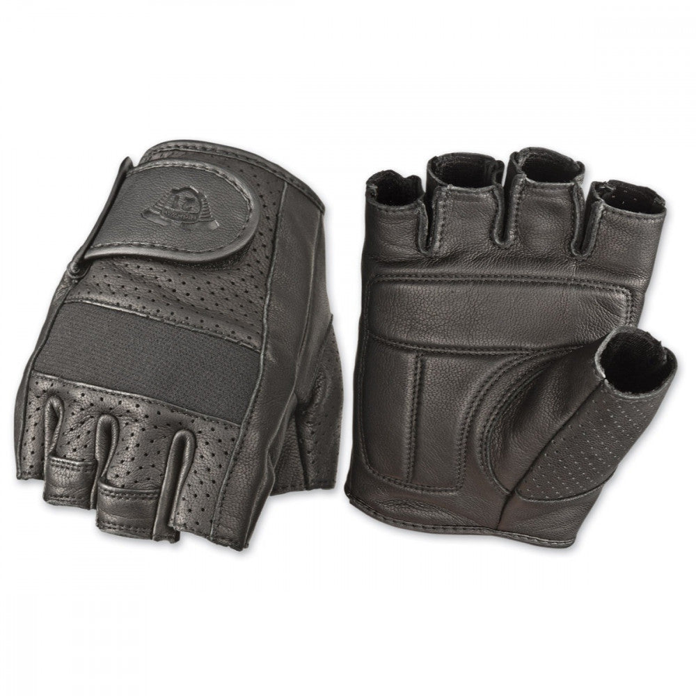 HIGHWAY 21 Half Jab Perforated Leather Gloves Black