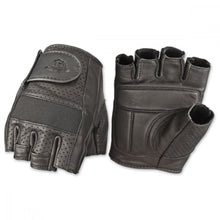 Load image into Gallery viewer, HIGHWAY 21 Half Jab Perforated Leather Gloves Black