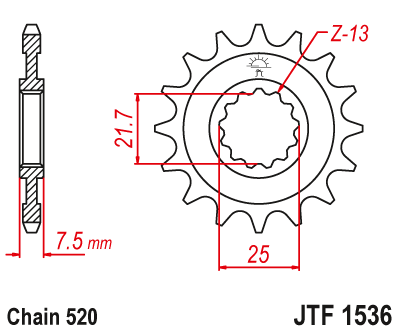 JTF1536 (520) جي تي ترس أمامي بديل من الفولاذ الطبيعي