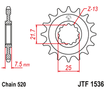 Load image into Gallery viewer, JT Sprocket  Front Drive Motorcycle Sprocket 520 PITCH JTF1536 