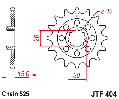 JTF404 (525) جي تي ترس أمامي بديل من الفولاذ الطبيعي