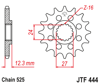 JTF444 (525) جي تي  ترس أمامي بديل من الفولاذ الطبيعي