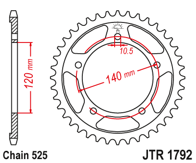 JTR1792 (525)  جي تي  ترس خلفي من الفولاد الطبيعي