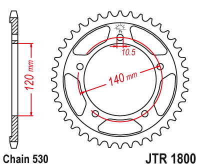 JTR1800 (530) جي تي ترس خلفي من الفولاذ الطبيعي