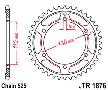 تحميل الصورة في عارض المعرض ، JTR1876 (525) جي تي  ترس خلفي من الفولاذ الطبيعي
