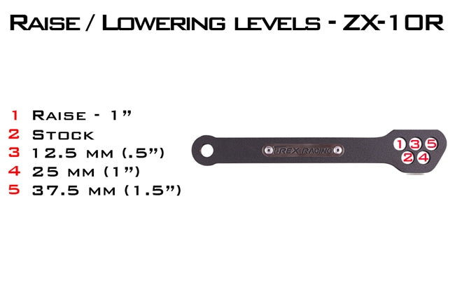 T-Rex Racing Kawasaki ZX-6R / ZX-10R / ZZR600 / Z800 / Z1000 Lowering Link - 5 Levels